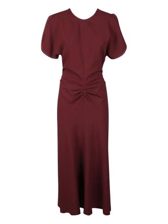 Victoria Beckham Midi-jurk met gesmockt detail - Rood