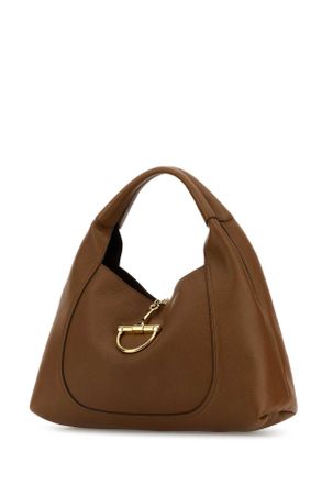 Gucci Womens Brown Leather Large Gucci Softbit Shoulder Bag Borse A Mano