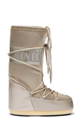 Moon Boot Icon Glance Water Repellent Boot in Platinum at Nordstrom, Size 44