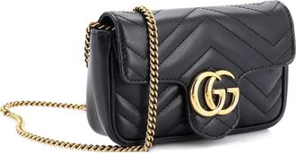Gucci GG Marmont Flap Matelass&eacute; leren kleine crossbodytas - Zwart