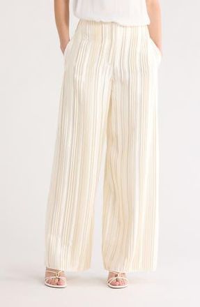 TWP Pleated High Waist Wide Leg Silk Pants in Antique Ivory at Nordstrom Rack, Size 10