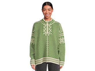 Dale of Norway Leknes Sweater Womens Short Sleeve Pullover Springgreen/Offwhite/Sand Melange : 2XL (Womens 20-22), Wool