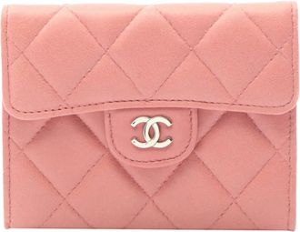 Chanel Portacarte CC in pelle di agnello trapuntata 2008-2009 - Rosa