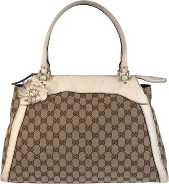 Gucci Pre-owned Tote Bags, female, Beige, Size: ONE SIZE Pre-owned Canvas totes