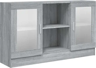 vidaXL Vidaxl - Vitrina Madera Contrachapada Gris Sonoma 120x30,5x70 Cm