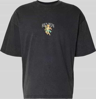 Review T-Shirt mit &uuml;berschnittenen Schultern in Black, Gr&ouml;&szlig;e XXL