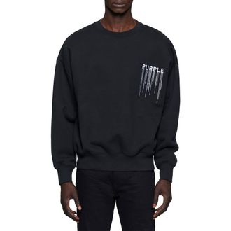 Purple Drip Logo Embroidered Heavyweight Fleece Sweatshirt in Black at Nordstrom Rack, Size X-Large