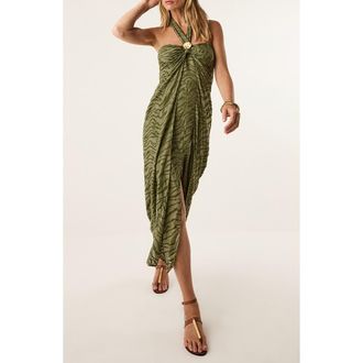 Vix Marilyn Long Cover-Up Dress in Dark Green at Nordstrom, Size X-Large