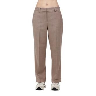 Via Masini 80 Pantalone chino in gabardina di poli-lana bistretch - Dames - Broeken - Bruin - Maat: 2XL Wol
