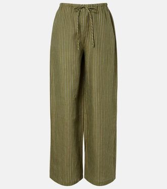 Staud Mateo pinstripe linen wide-leg pants