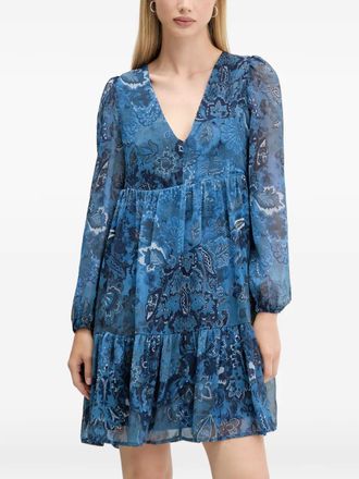 Desigual tiered paisley mini dress - Blue