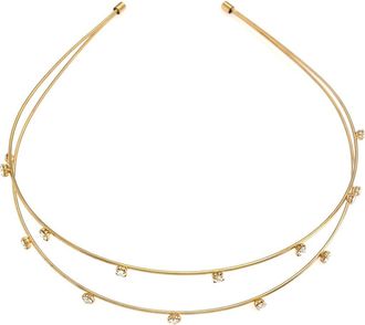Ettika Double-Row Wire & Crystal Headband in Gold at Nordstrom