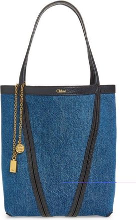 Chlo&eacute; Denim Spin Tote in Ashes Blue at Nordstrom