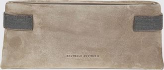 Brunello Cucinelli Clutch Essence Brunello Cucinelli in camoscio con monile