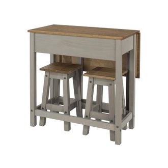 Core 10 Core Products - Dining Breakfast Set With Grey Solid Pine Extendable Table & 2 Dining Chairs