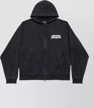Balenciaga hoodie long sleeves front pockets tape