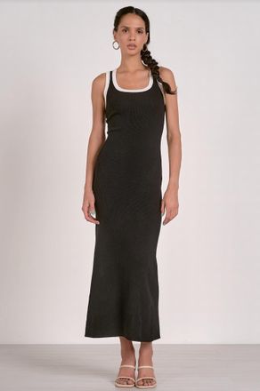 Elan Ronit Contrast Tank Dress In Black/white