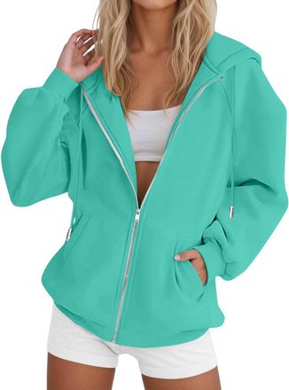 Generic Womens Hoodie, Hoodies For Women UK Zip Up Ladies Jackets Cardigan Trendy Solid Color Casual Hoodie Sweatshirts Lightweight Long Sleeve Womens Clothin