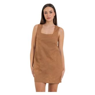 Kocca Short Dresses, female, Brown, Size: XS Sleeveless Embroidered Dress