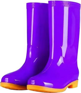 Generic Unisex Wellingtons Boots Knee Ladies Wellie Rubber Waterproof PVC Boot Anti-Skid Slip On Shoe Comfortable Chelsea Shoes Oil Resistant Outsole for Outd