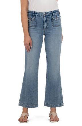 Kut from the Kloth Kelsey Raw Hem Ankle Flare Jeans in Wealth at Nordstrom, Size 10