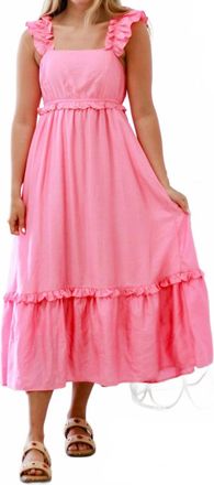 Blu Pepper Ruffle Maxi Dress In Hot Pink
