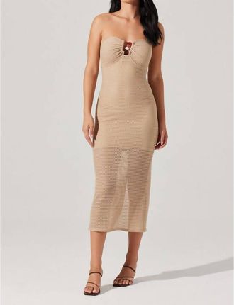 Astr Kasandra Strapless Midi Dress In Natural