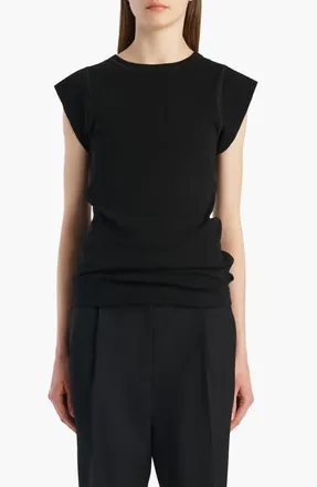Khaite Angel Cotton Rib Top in Black at Nordstrom, Size Medium