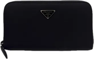Prada Saffiano Black Nylon Saffiano Long Wallet (Bi-Fold) (Pre-Owned)