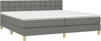 vidaXL Vidaxl - Cama Box Spring Con Colch&oacute;n Y Led Tela Gris Oscuro 200x200 Cm