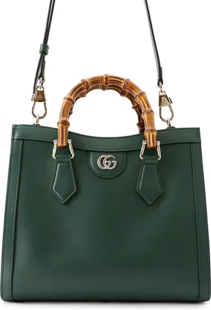 Gucci Green Leather Handbag Tote Bag (Pre-Owned)