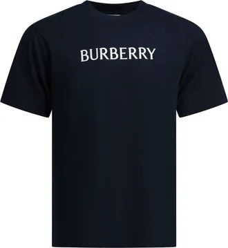 Burberry Cotton T-Shirt With Logo T-Shirts Blu-Uomo