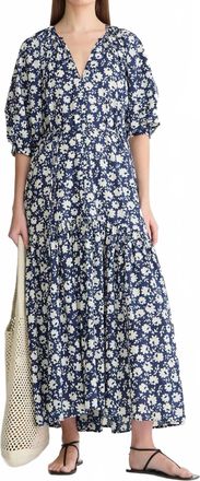 Apiece Apart Otillie Maxi Dress In Floral Stamp Navy