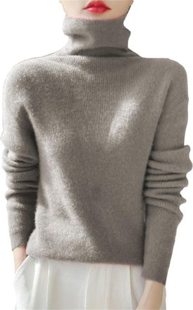 Generic Cashmere Jumpers Ladies Trendy Polo Neck Knitted Jumpers Autumn Winter Slim Fit Turtleneck Sweater Dressy Casual Pullover Sweaters High Neck Thermal K
