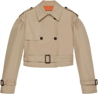 Gucci Garbadine Trench Jas - Dames - Zomerjassen - Beige - S - Katoen - Jassen