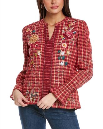 Johnny Was Lani Victorian Effortless Blouse In Plaid