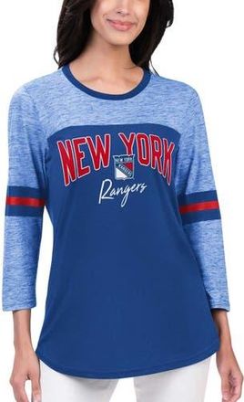 G-III 4Her by Carl Banks Womens G-III 4Her by Carl Banks Blue New York Rangers Play The Game 3/4-Sleeve T-Shirt at Nordstrom, Size Xx-Large