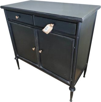 Wanderlust Deco Aparador de 2 puertas de metal negro 80x40x80h cm