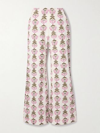 Alix of Bohemia Pantaloni Svasati In Cotone Floreale Charlie - Bianco