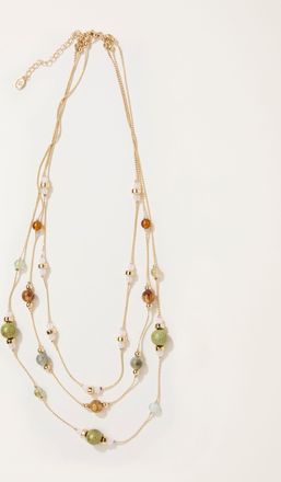 Fat Face FatFace Green Bead Layered Necklace