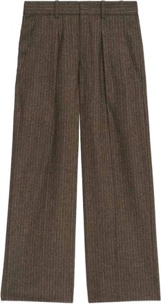 Isabel Marant Brown Wide-Leg Trousers With Vertical Pinstripes