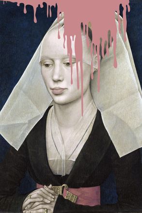 Queence Acrylglasbild »Nonne mit Farbklecks« Bilder von Frauen Formen Frau Gemälde Historische Persönlichkeiten Kirche Kunst Religion Fine Art-Print in Galeri