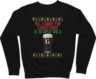 Generic All I Want For Christmas Is To Split The G Sweater | Funny Novelty Mens Christmas Sweatshirt, Xmas Jumper Black/Small