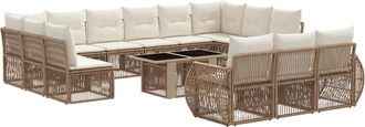 vidaXL Conjunto De Sof&aacute;s De Jard&iacute;n 14 Uds. Beige Y Blanco Crema Vidaxl