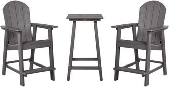 Beliani Beliani - Conjunto De Balc&oacute;n Mesa Alta Y Sillas Jard&iacute;n Gris Oscuro Adirondack