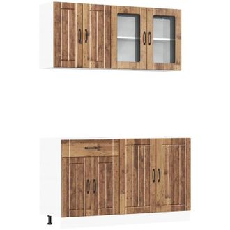 vidaXL Vidaxl - Mueble Cocina Kalmar Madera Vieja 4 Pzas Madera Contrachapada