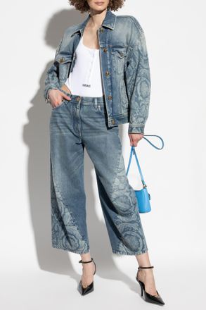 Versace Bodysuit With Embroidered Logo, Womens, White