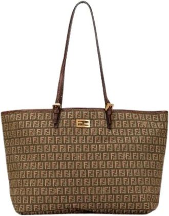 Fendi Pre-owned Tote Bags, female, Brown, Size: ONE SIZE Pre-owned Leather Tote Bag