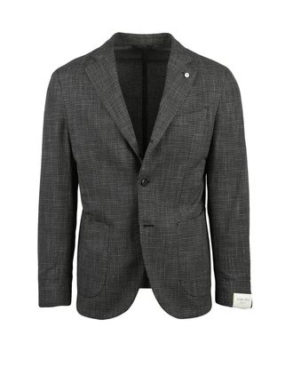 L.B.M. 1911 Grey Cotton Polyester Linen Rounded Jacket