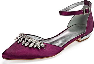 Generic Bridal Flats Womens Pointed Toe Wedding Flats Evening Prom Party Dress Shoes 2Cm,Purple,10 UK